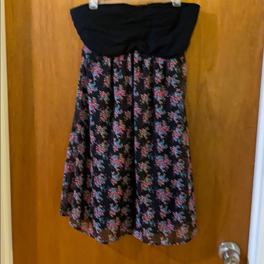 Express strapless dress lined back floral small